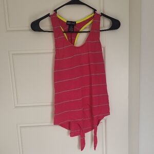 Wet Seal Pink Tank with Gray Stripes and Neon Straps